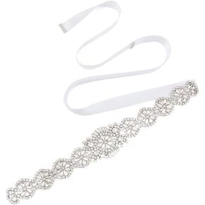 Ayliss Wedding Sash Bridal Belts Braided Rhinestone Crystal Pearl Hairband for Bridal Grown/Formal Dress