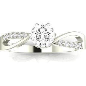 14K White Gold 0.45 CTW Round Cut Elegant Twisting Split Shank Diamond Engagement Ring, J-K Color I2 Clarity, 0.37 Ct Center