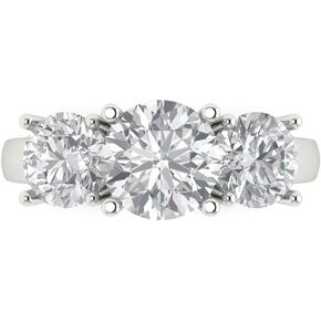 Clara Pucci 3.25 ct Round Cut Solitaire 3 stone Moissanite Engagement Promise Anniversary Bridal Ring 14k White Gold