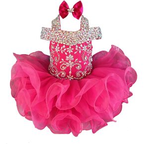 Jenniferwu Baby Girl Pageant Dress Handmade Beaded Dresses Toddler Pageant Girl's Princess Dress