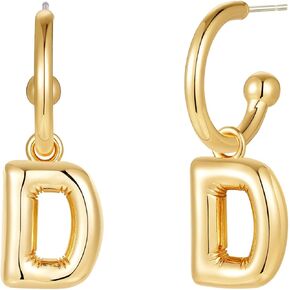 Apsvo Balloon Initial Earrings for Women Girls, Bubble Letter A-Z Earrings 18K Gold Plated Dainty Alphabet Name Personalized Jewelry Gift