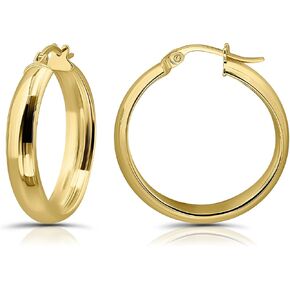Hoops & Loops 925 Sterling Silver 5mm Wide Half-Round Design High Polished Click-Top Hoop Earrings for Women and Teen Girls, Sterling Silver, Yellow & Rose Gold 20mm, 25mm, 30mm, 40mm in Saudi Arabia