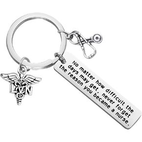 FUSTMW LVN Licensed Vocational Nurse Gifts Medical Caduceus LVN Keychain Stethoscope Charm LVN Gift Medical Students Gift