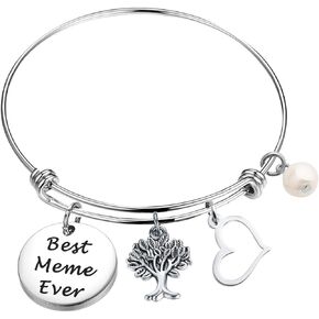 MAOFAED Meme Gift Bracelet Gift for Meme Best Meme Ever Grandma Expandable Wire Bangle Bracelet Grandma Gift