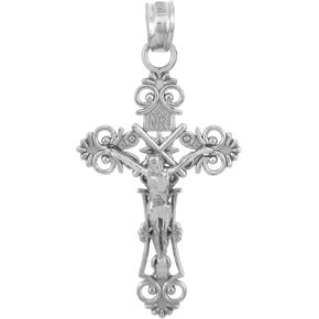 925 Sterling Inri Filigree Silver Crucifix Pendant