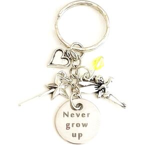Hanalea Island Jewelry Never Grow Up Tinker Bell Peter Pan Inspired Silver Charm Keychain Accessories Gift of Love, 3