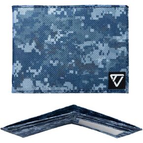 TechLead Ultra Slim Wallet (thin, minimalist, urban camouflage, modern travel design for men and women) (Digital Blue)