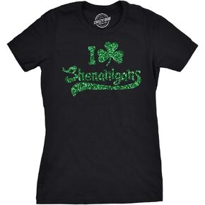 Womens I Clover Shenanigans Glitter T Shirt Novelty Saint Patricks Day Shirt