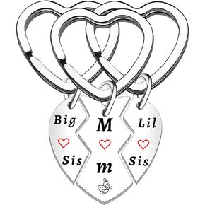 Nfyxcaz Mom Birthday Gift From Daughter 3PCS Mother Big Sis Little Sis Keychain Gifts Set For Mother Birthday Mummy keychain Gifts Key Ring For Mum