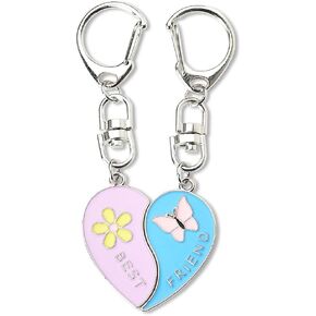 Best Friend Keychains for 2 BFF Bestie Birthday Gifts for Women Teen Girls Party Favors Long Distance Friendship Gift Ideas Graduation Christmas Gifts for Friends Female Matching Heart Puzzle Keychain