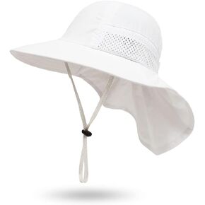 Toddler Sun Hat Kids Beach Hat with Neck Flap UV Sun Protection Bucket Hat UPF 50+ Wide Brim Safari Fishing Hats