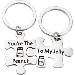 Lywjyb Birdgot Puzzle Couple Keychain You're the Peanut To My Jelly Matching Keychain
