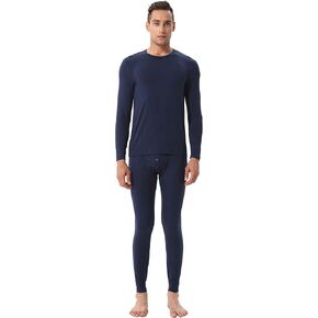 SANQIANG Men's Fleece Lined Long Thermal Underwear Set Two-Pieces Midweight Warm Baselyer for Men