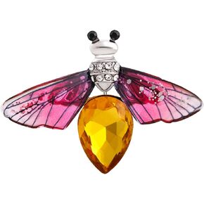 Cute Red Crystal Bee Brooch Pin Rhinestone Animal Lapel Brooches Novelty Funny Pins Fashion Jewelry Suit Brooches Accessories for Women Men