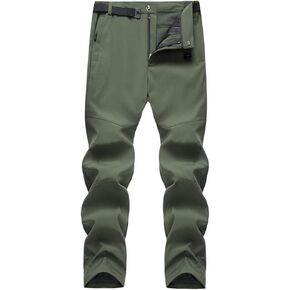 HYCOPROT Men's Snow Ski Pants Waterproof Fleece Lined Outdoor Hiking Pants with Belt