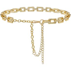 Liutufy Punk Chunky Waist Chain Belt for Women with Square Metal Design