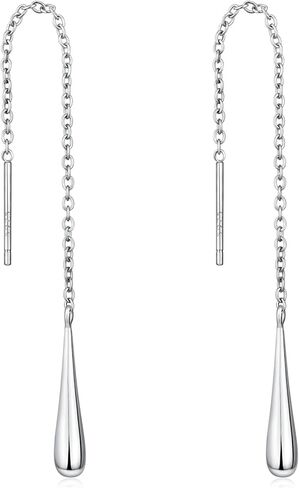 Threader Earrings 925 Sterling Silver Teardrop,Tree of Life,Leaf Dangle Drop Earrings for Women in Saudi Arabia