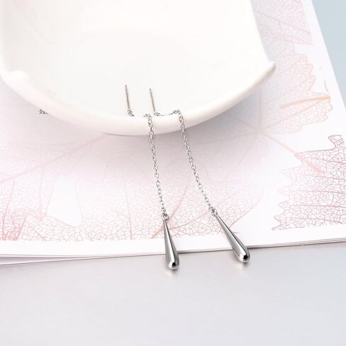 Threader Earrings 925 Sterling Silver Teardrop,Tree of Life,Leaf Dangle Drop Earrings for Women in Saudi Arabia