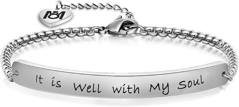 MYOSPARK It is Well with My Soul Hand stamped Bracelet Scripture Bracelet Christmas Gift for Her in Saudi Arabia
