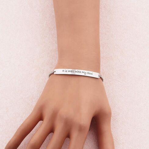 MYOSPARK It is Well with My Soul Hand stamped Bracelet Scripture Bracelet Christmas Gift for Her in Saudi Arabia