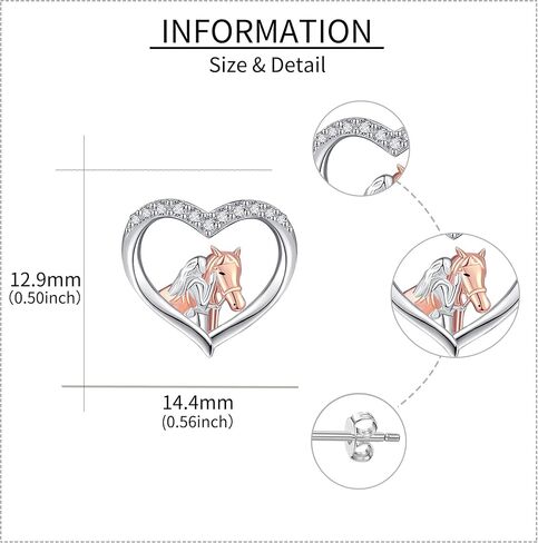 EXRANQO Horse Earrings For Girls 925 Sterling Sliver Cubic Zircon Horse Stud Earrings Hypoallergenic Cute Animal Horse Jewelry Gifts For Women Girls Mother Daughter in Kuwait