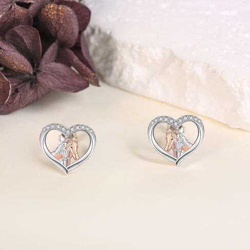 EXRANQO Horse Earrings For Girls 925 Sterling Sliver Cubic Zircon Horse Stud Earrings Hypoallergenic Cute Animal Horse Jewelry Gifts For Women Girls Mother Daughter in Kuwait