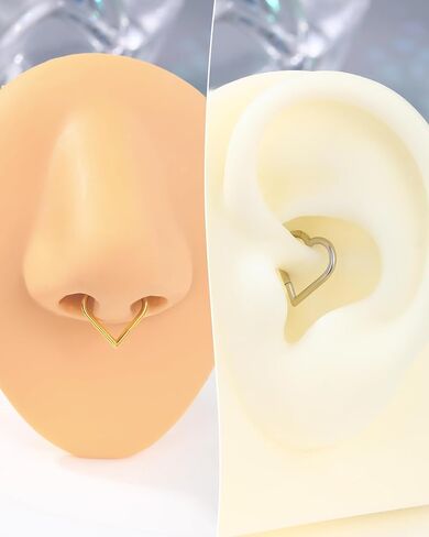 Minimalist Heart G23 Solid Titanium Septum Ring 16G Teardop Helix Daith Earrings for Women Dainty Septum Daith Piercing Jewelry Surgical Steel in Saudi Arabia