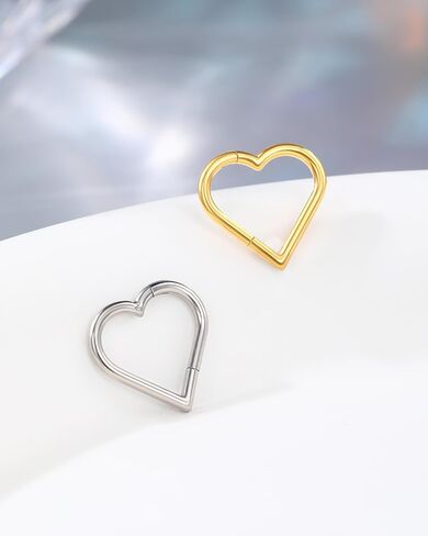Minimalist Heart G23 Solid Titanium Septum Ring 16G Teardop Helix Daith Earrings for Women Dainty Septum Daith Piercing Jewelry Surgical Steel in Saudi Arabia