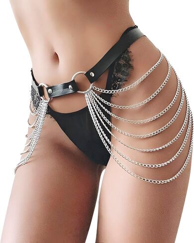 NICEYST Women Punk Waist Belt PU Leather Chain Fringe Belly Harness Belt Tassel Waistband Party Nightclub Women Accessories in Saudi Arabia