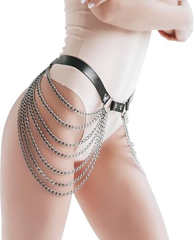 NICEYST Women Punk Waist Belt PU Leather Chain Fringe Belly Harness Belt Tassel Waistband Party Nightclub Women Accessories in Saudi Arabia