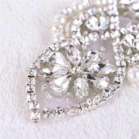 حزام زفاف ذهبي وردي مزين بحجر الراين واللؤلؤ مطرز بالكي للثوب الرسمي, فضي -3, 1 Packs in Kuwait