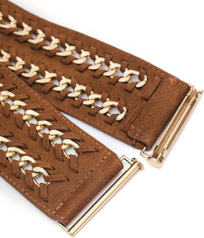 أحزمة الخصر النسائية FAN&LOUIS مقاس 2.4 سم قابلة للتمدد ومطاطة عتيقة للفساتين ذات السلسلة الذهبية in Kuwait