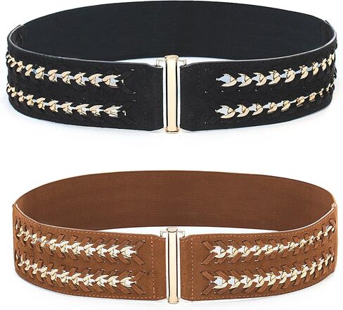 أحزمة الخصر النسائية FAN&LOUIS مقاس 2.4 سم قابلة للتمدد ومطاطة عتيقة للفساتين ذات السلسلة الذهبية in Kuwait