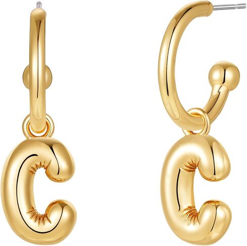 Apsvo Balloon Initial Earrings for Women Girls, Bubble Letter A-Z Earrings 18K Gold Plated Dainty Alphabet Name Personalized Jewelry Gift in Saudi Arabia