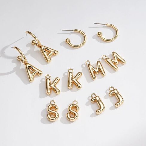 Apsvo Balloon Initial Earrings for Women Girls, Bubble Letter A-Z Earrings 18K Gold Plated Dainty Alphabet Name Personalized Jewelry Gift in Saudi Arabia