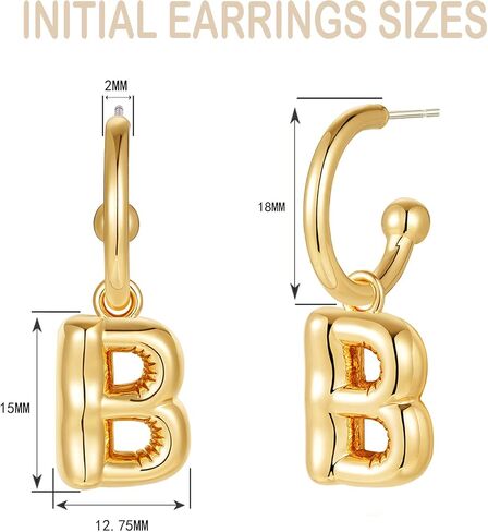 Apsvo Balloon Initial Earrings for Women Girls, Bubble Letter A-Z Earrings 18K Gold Plated Dainty Alphabet Name Personalized Jewelry Gift in Saudi Arabia