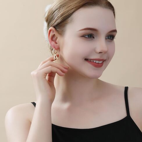 Apsvo Balloon Initial Earrings for Women Girls, Bubble Letter A-Z Earrings 18K Gold Plated Dainty Alphabet Name Personalized Jewelry Gift in Saudi Arabia