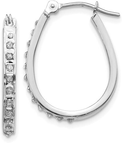 FB Jewels Solid 14K White Gold Diamond Fascination Oval Hinged Hoop Earrings in Saudi Arabia