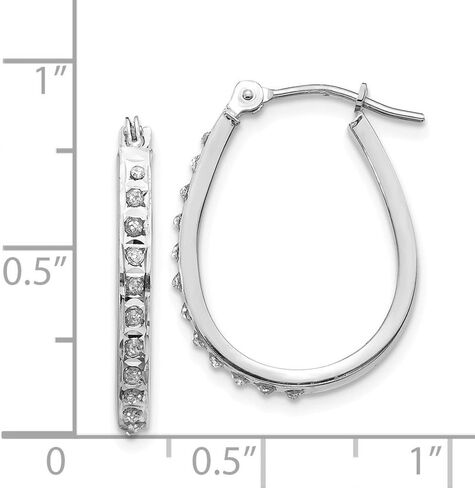 FB Jewels Solid 14K White Gold Diamond Fascination Oval Hinged Hoop Earrings in Saudi Arabia