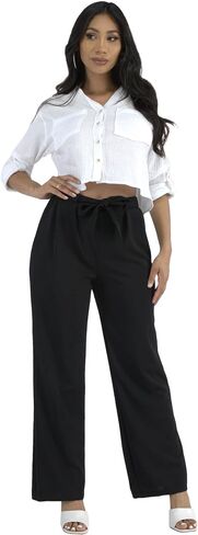 ShoSho Womens High Waist Palazzo Wide Leg Pants Straight Leg Trousers with Self Tie in Saudi Arabia