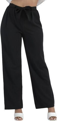 ShoSho Womens High Waist Palazzo Wide Leg Pants Straight Leg Trousers with Self Tie in Saudi Arabia
