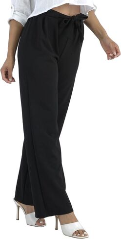 ShoSho Womens High Waist Palazzo Wide Leg Pants Straight Leg Trousers with Self Tie in Saudi Arabia