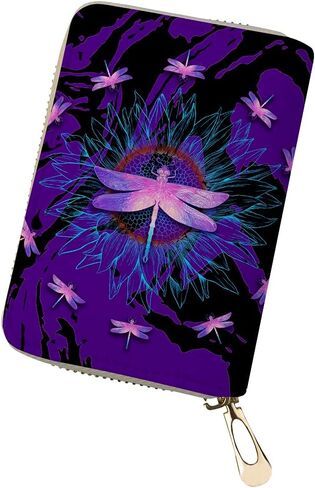 حامل بطاقة الائتمان اليعسوب الأرجواني من Boatee، حافظة تغيير العملات المعدنية للنساء، منظم بطاقات الائتمان من جلد البولي يوريثان للتسوق أثناء السفر in Kuwait