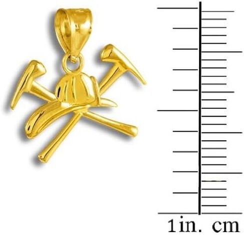 14k Gold Firefighter Axes & Helmet Charm Fire Department Pendant, Metal, not-known in Saudi Arabia
