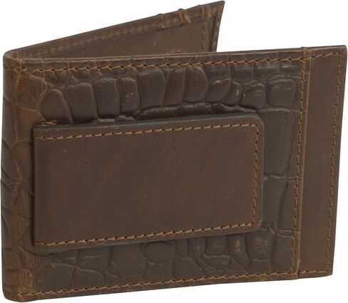 STS Ranchwear Men's Premium Full Grain Leather Catalina Croc Money Clip Wallet, ID Slot, 3 Exterior Card Slots in Saudi Arabia