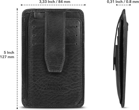 RFID Blocking Minimalist Men’s Wallet - Slim, Italian Leather Credit Card Holder and Zippered Coin Slot in Saudi Arabia