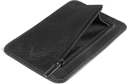 RFID Blocking Minimalist Men’s Wallet - Slim, Italian Leather Credit Card Holder and Zippered Coin Slot in Saudi Arabia
