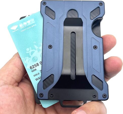 Slim Aluminum Metal Money Clip Wallet with 1 Clear window ID Badge Holder, RFID Blocking, Holds up 15 Cards with Cash Clip. Ultra-Thin Minimalist Wallet for Men in Saudi Arabia