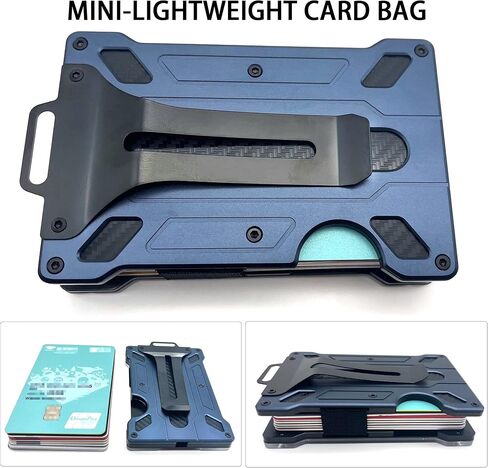 Slim Aluminum Metal Money Clip Wallet with 1 Clear window ID Badge Holder, RFID Blocking, Holds up 15 Cards with Cash Clip. Ultra-Thin Minimalist Wallet for Men in Saudi Arabia