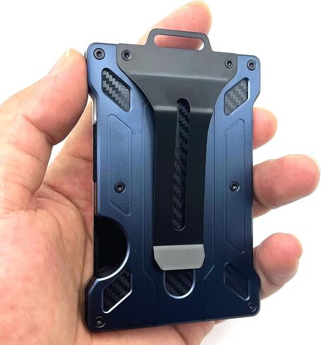 Slim Aluminum Metal Money Clip Wallet with 1 Clear window ID Badge Holder, RFID Blocking, Holds up 15 Cards with Cash Clip. Ultra-Thin Minimalist Wallet for Men in Saudi Arabia